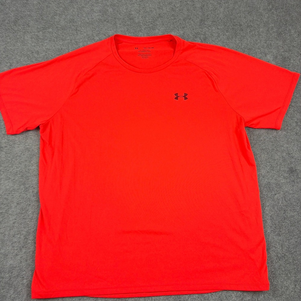 Under Armour T-Shirt Mens XXL Orange Tech Tee HeatGear Short Sleeve Gym Athletic - Picture 3 of 11